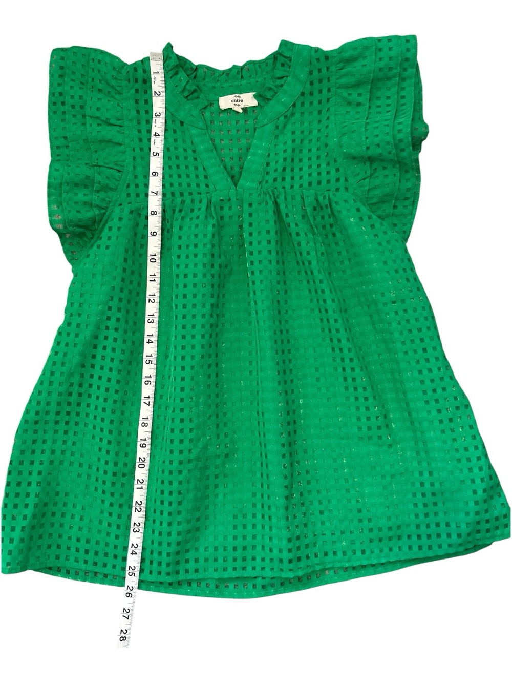 entro Green Eyelet Flutter Sleeve Blouse - Picture 3 of 7